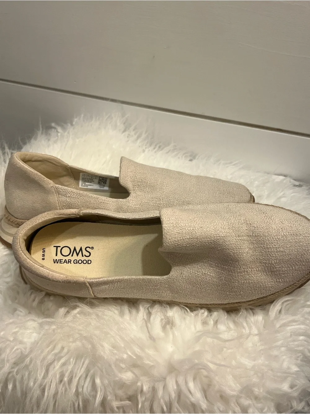 TOMS Jocelyn Platform Sneakers Women Suede Espadrille Slip On Loafers Beige US9